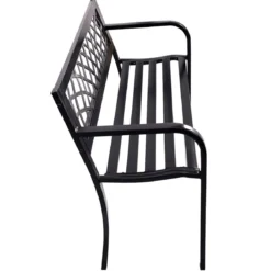 Gartenbank Parkbank Balkon Sitzbank Schwarz 117 x 51 x 76 cm