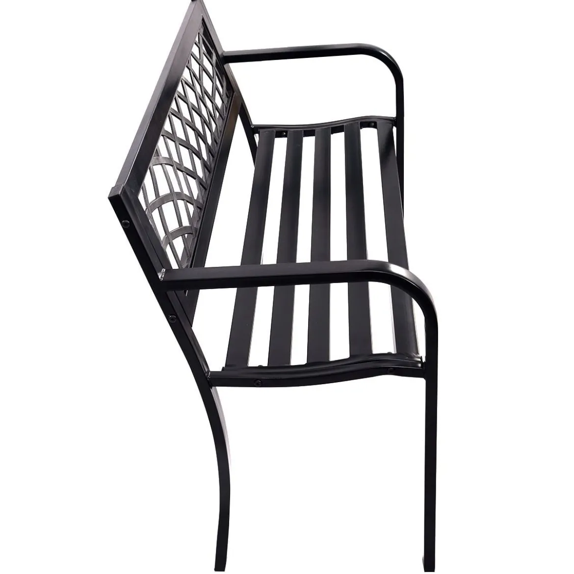 Gartenbank Parkbank Balkon Sitzbank Schwarz 117 x 51 x 76 cm