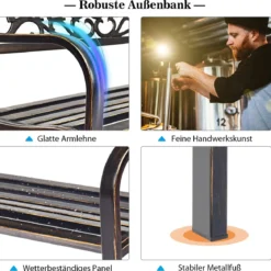 Gartenbank Parkbank Ruhebank mit Rückenlehnen Antike Gartenbank Möbel für den Außenbereich Bronze