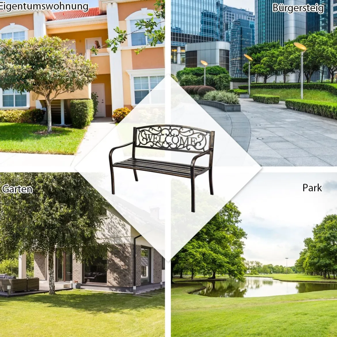 Gartenbank Parkbank Ruhebank mit Rückenlehnen Antike Gartenbank Möbel für den Außenbereich Bronze