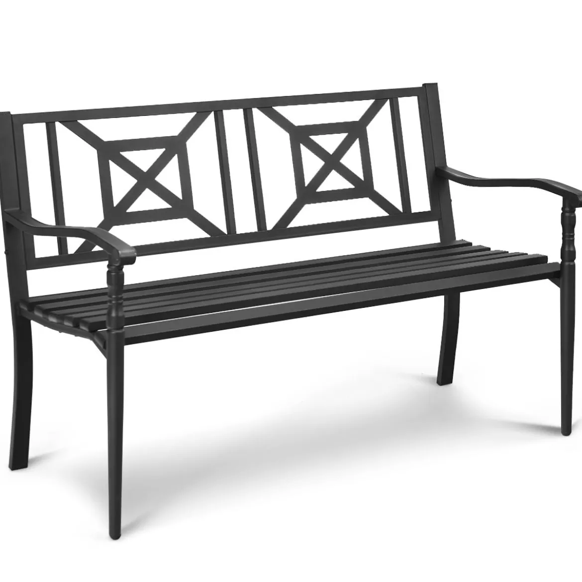 Gartenbank Parkbank Sitzbank Eisenbank mit Rückenlehne 128 x 63 x 82 cm Schwarz