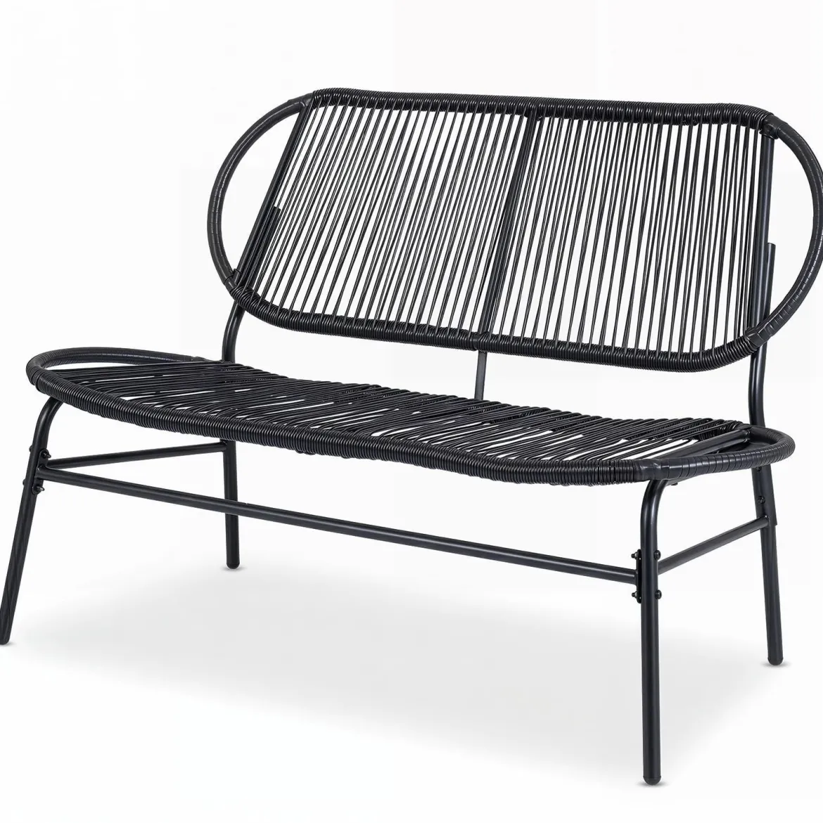 Gartenbank Polyrattan 2-Sitzer Atmungsaktiv Sitzbank mit Ergonomischen Rückenlehne 68 x 118 x 79 cm