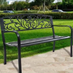 Gartenbank Schaukel Parkbank Gartenmöbel Stizbank Biergarten Gusseisen 127 x 60 x 85 cm