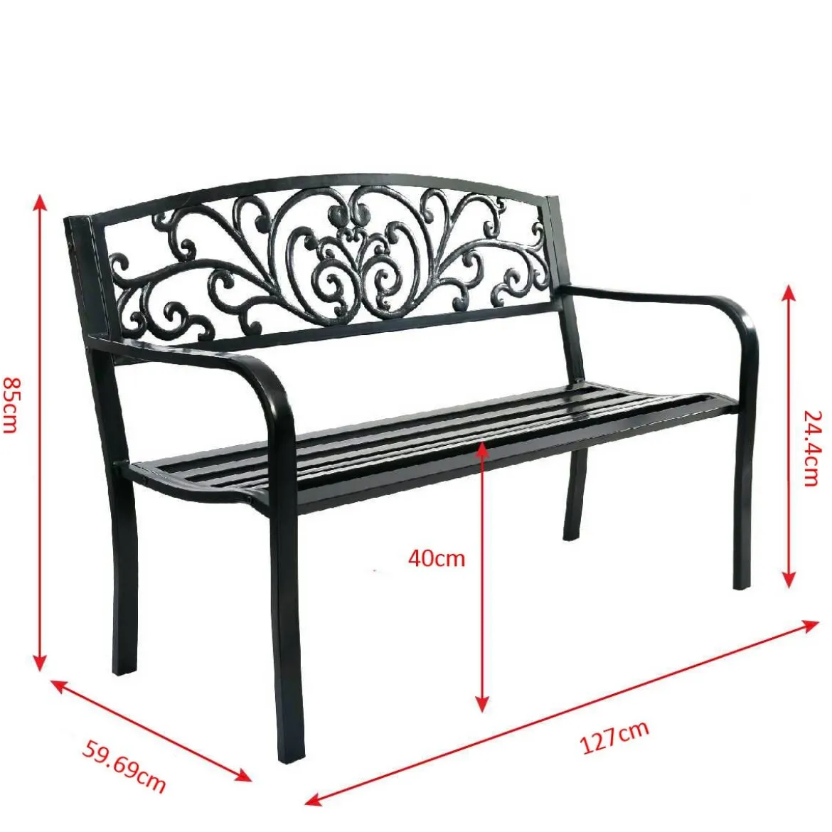 Gartenbank Schaukel Parkbank Gartenmöbel Stizbank Biergarten Gusseisen 127 x 60 x 85 cm