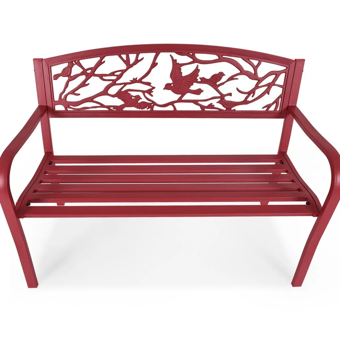 Gartenbank 3-Sitzer Parkbank Eisenbank mit Rückenlehnen Rot 127 x 60 x 88 cm