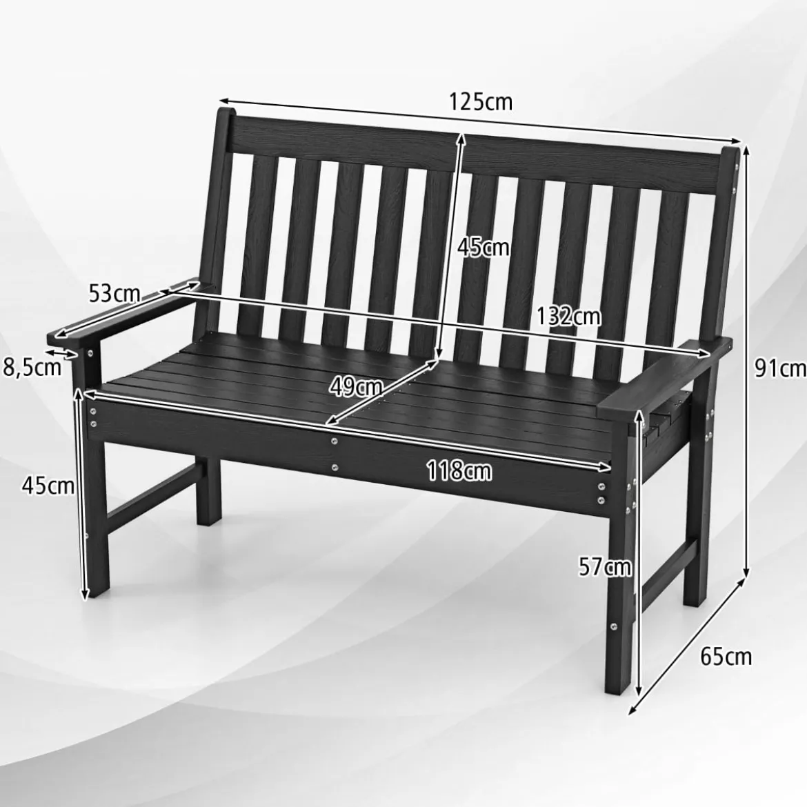 Gartenbank wetterfest Allwetter-Sitzbank aus HDPE Parkbank für 2-3 Sitzer Braun/Schwarz/Grau/Weiß