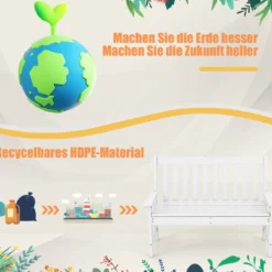 Gartenbank wetterfest Allwetter-Sitzbank aus HDPE Parkbank für 2-3 Sitzer Braun/Schwarz/Grau/Weiß