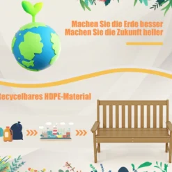 Gartenbank wetterfest Allwetter-Sitzbank aus HDPE Parkbank für 2-3 Sitzer Braun/Schwarz/Grau/Weiß