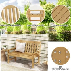 Gartenbank wetterfest Allwetter-Sitzbank aus HDPE Parkbank für 2-3 Sitzer Braun/Schwarz/Grau/Weiß