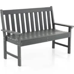 Gartenbank wetterfest Allwetter-Sitzbank aus HDPE Parkbank für 2-3 Sitzer Braun/Schwarz/Grau/Weiß