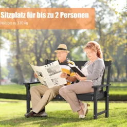 Gartenbank wetterfest Allwetter-Sitzbank aus HDPE Parkbank für 2-3 Sitzer Braun/Schwarz/Grau/Weiß