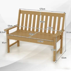 Gartenbank wetterfest Allwetter-Sitzbank aus HDPE Parkbank für 2-3 Sitzer Braun/Schwarz/Grau/Weiß