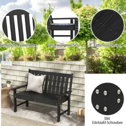 Gartenbank wetterfest Allwetter-Sitzbank aus HDPE Parkbank für 2-3 Sitzer Braun/Schwarz/Grau/Weiß