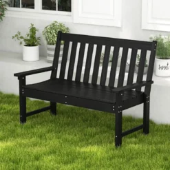 Gartenbank wetterfest Allwetter-Sitzbank aus HDPE Parkbank für 2-3 Sitzer Braun/Schwarz/Grau/Weiß