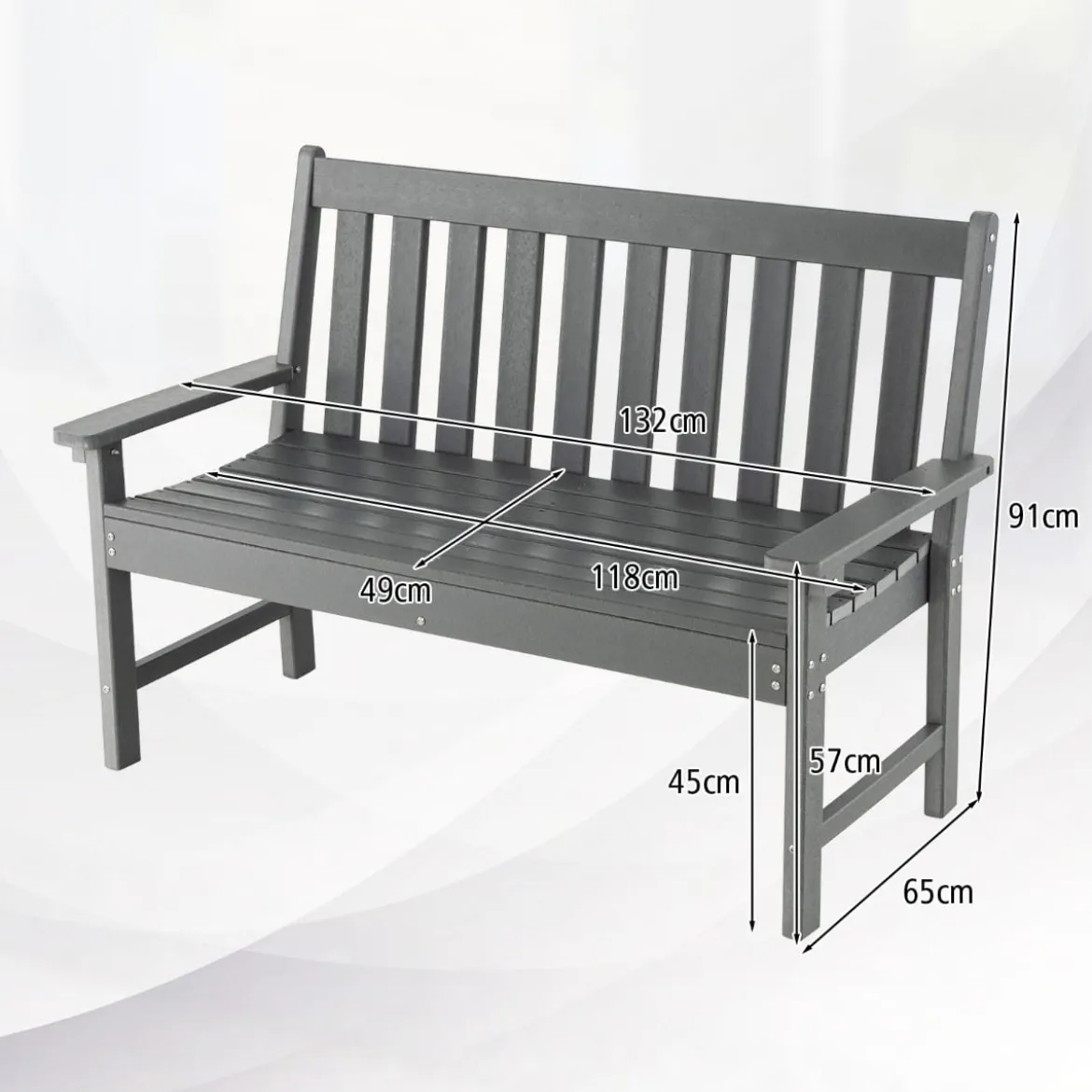 Gartenbank wetterfest Allwetter-Sitzbank aus HDPE Parkbank für 2-3 Sitzer Braun/Schwarz/Grau/Weiß