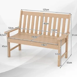 Gartenbank wetterfest Allwetter-Sitzbank aus HDPE Parkbank für 2-3 Sitzer Braun/Schwarz/Grau/Weiß