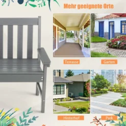 Gartenbank wetterfest Allwetter-Sitzbank aus HDPE Parkbank für 2-3 Sitzer Braun/Schwarz/Grau/Weiß
