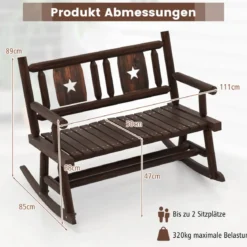 Gartenbank wetterfest Schaukelbank mit Rückenlehne Sitzbank bis 320 kg belastbar