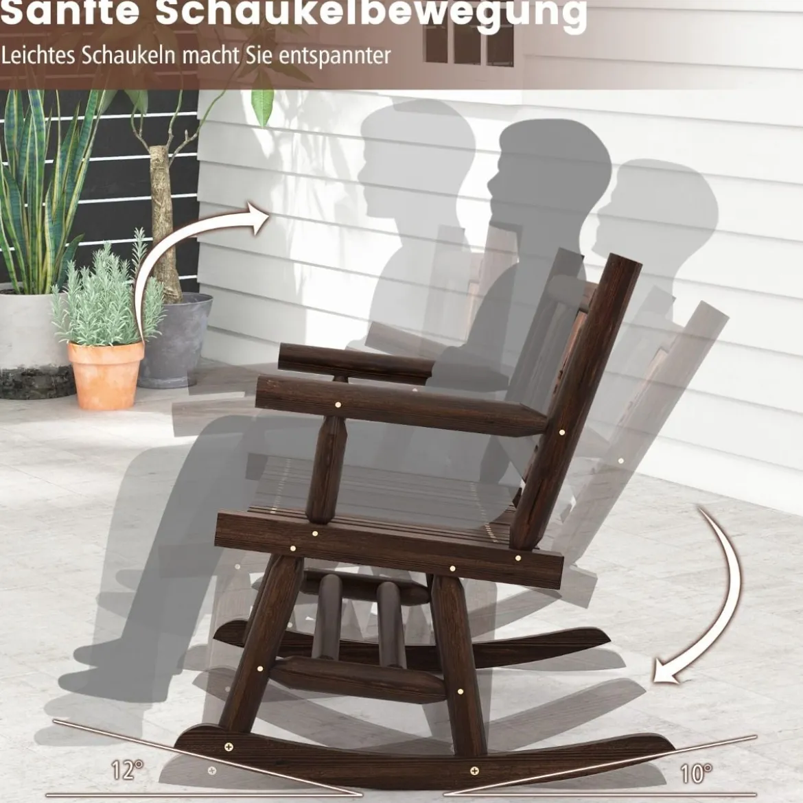 Gartenbank wetterfest Schaukelbank mit Rückenlehne Sitzbank bis 320 kg belastbar