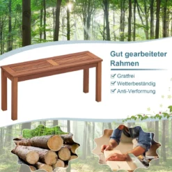 Gartenbank wetterfest 2-Sitzer Sitzbank ohne Rückenlehne Holzbank bis 150 kg 100 x 30,5 x 47 cm