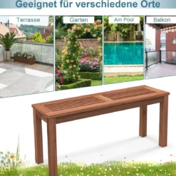 Gartenbank wetterfest 2-Sitzer Sitzbank ohne Rückenlehne Holzbank bis 150 kg 100 x 30,5 x 47 cm