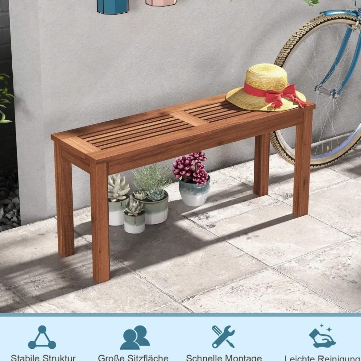 Gartenbank wetterfest 2-Sitzer Sitzbank ohne Rückenlehne Holzbank bis 150 kg 100 x 30,5 x 47 cm