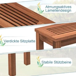 Gartenbank wetterfest 2-Sitzer Sitzbank ohne Rückenlehne Holzbank bis 150 kg 100 x 30,5 x 47 cm