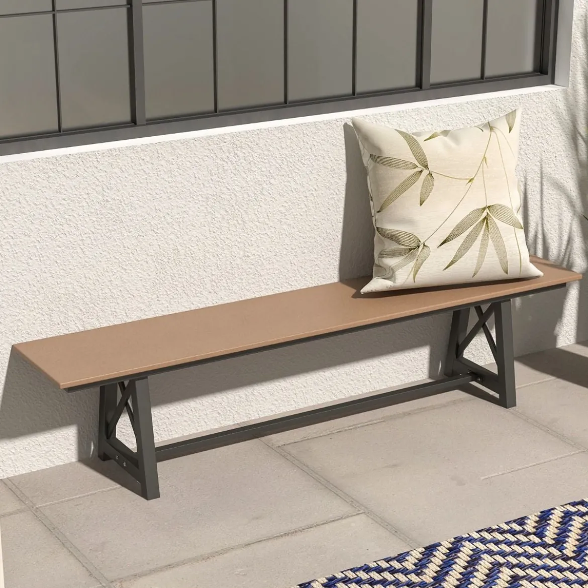 Gartenbank wetterfest 3-Sitzer Sitzbank bis 500 kg belastbar 183 x 35 x 41,5 cm Braun