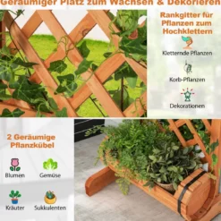 Gartenbeet Hochbeet aus Holz mit Spalier 45,5 x 36 x 113 cm Orange