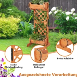 Gartenbeet Hochbeet aus Holz mit Spalier 45,5 x 36 x 113 cm Orange