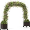 Gartenbogen Spalier mit 2 Pflanzkästen Outdoor Pergola Rankbogen Metall Deko Bogen