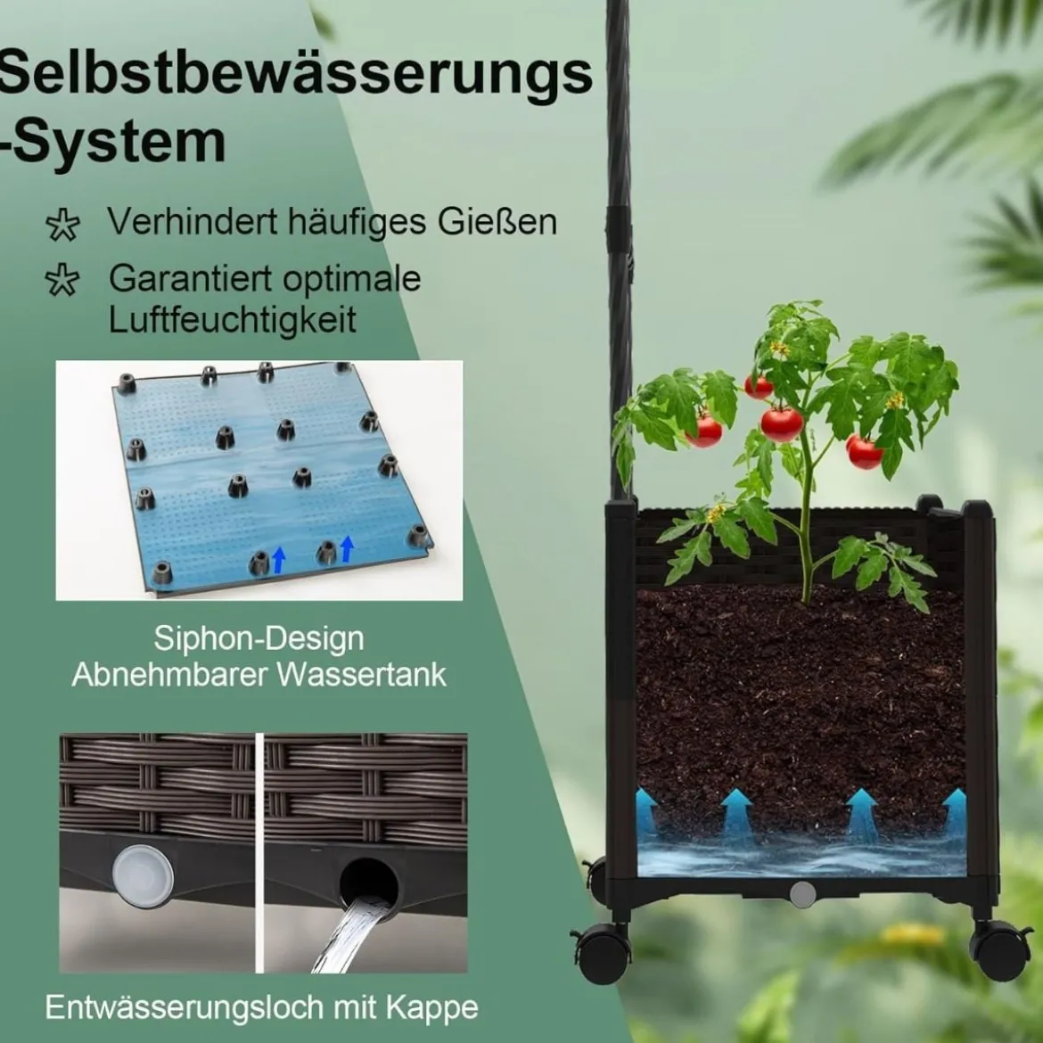 Gartenbogen Spalier mit 2 Pflanzkästen Outdoor Pergola Rankbogen Metall Deko Bogen