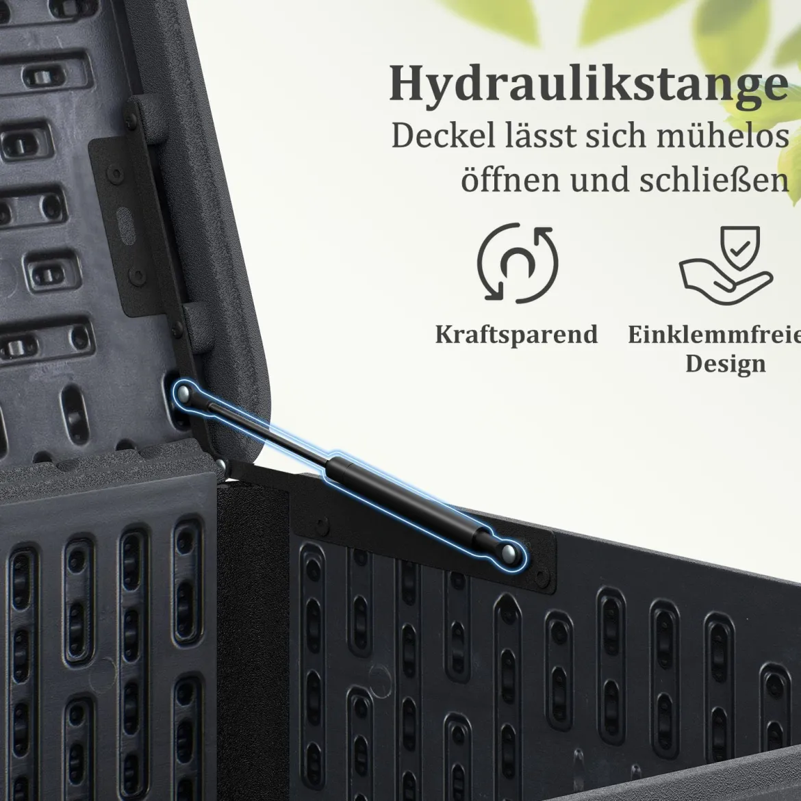 Gartenbox 378 L Auflagenbox Wasserdicht für Garten mit Abschließbarem Deckel Aufbewahrungsbox für Kissen Grau