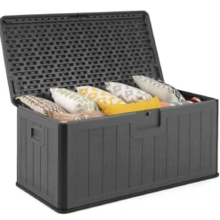 Gartenbox 378 L Auflagenbox Wasserdicht für Garten mit Abschließbarem Deckel Aufbewahrungsbox für Kissen Grau