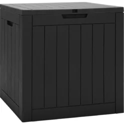 Gartenbox mit 114 L Kapazität abschließbarem Deckel & integrierten Griffen Schwarz