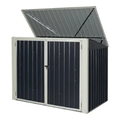 Gartenbox Wasserdicht Mülltonnenbox Garten Gerätebox Metall Dunkelgrau 173 x 97x 134 cm