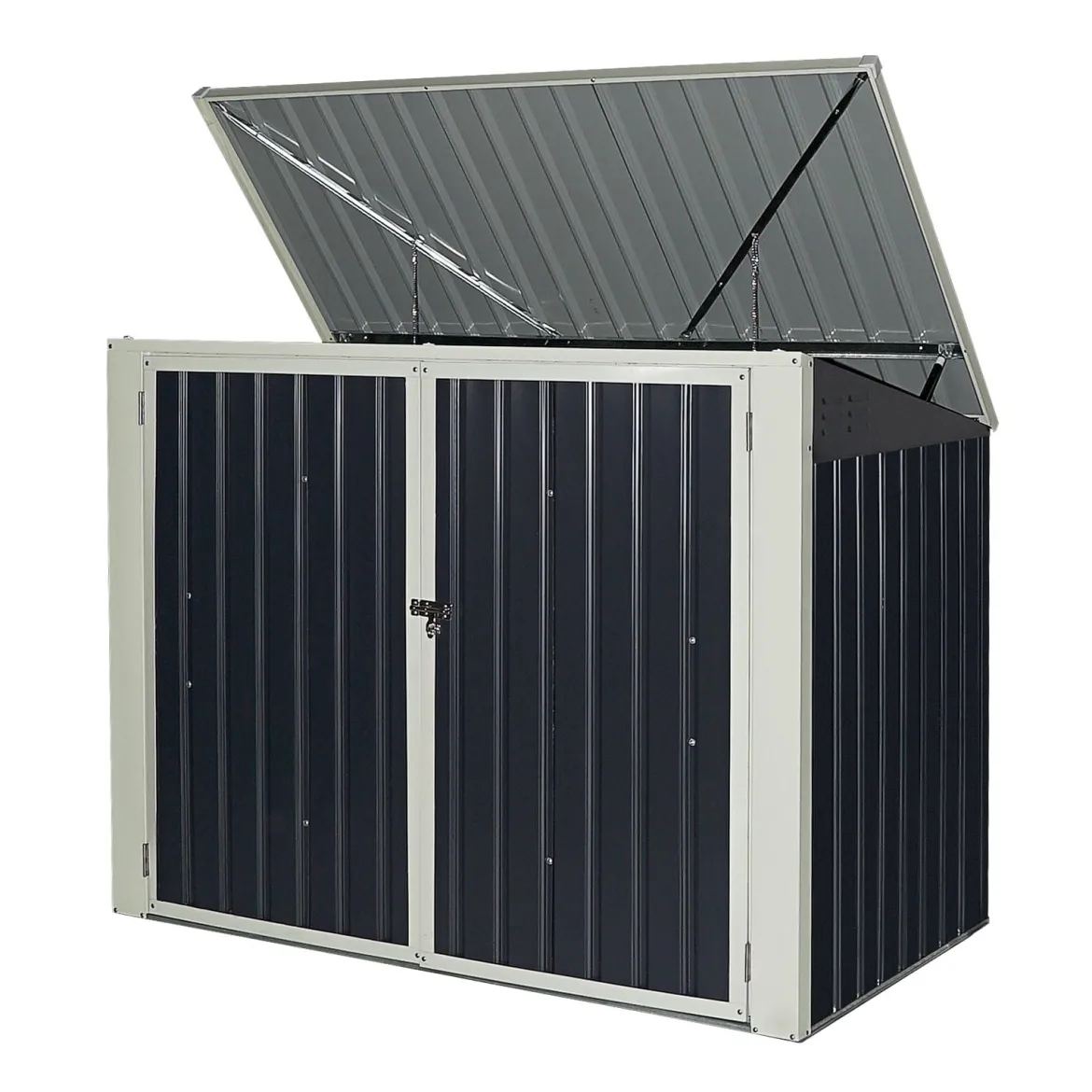 Gartenbox Wasserdicht Mülltonnenbox Garten Gerätebox Metall Dunkelgrau 173 x 97x 134 cm