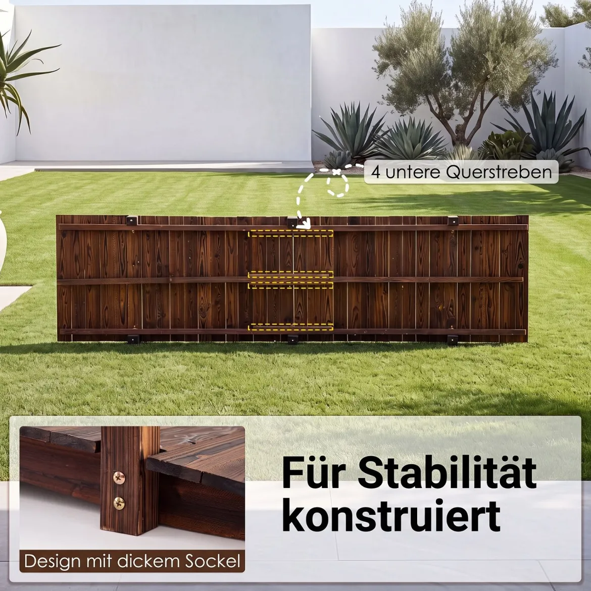 Gartenbrücke aus Tannenholz Bogenbrücke mit Geländer Wetterfest 500kg Tragkraft 230 x 73 x 108 cm