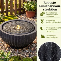 Gartenbrunnen Runder Springbrunnen mit LED Beleuchtung Kleiner Terrassenbrunnen
