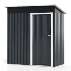 Gartenhaus Metall 163 x 86 cm Geräteschuppen Wetterfest mit abschließbarer Schiebetür & Satteldach