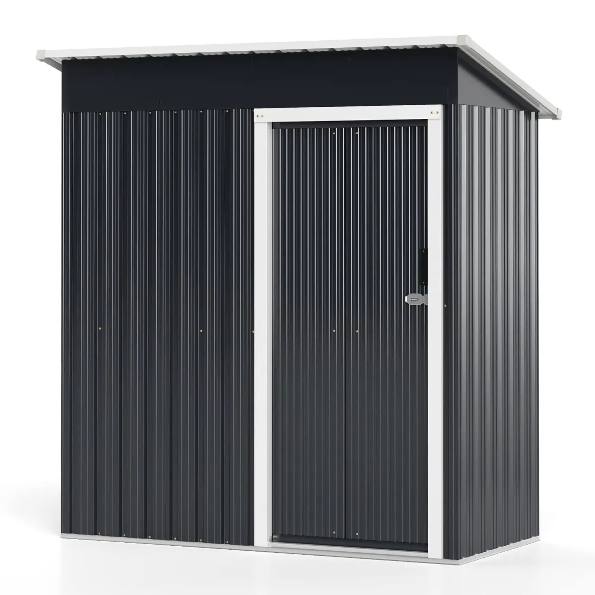 Gartenhaus Metall 163 x 86 cm Geräteschuppen Wetterfest mit abschließbarer Schiebetür & Satteldach