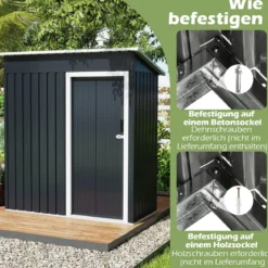 Gartenhaus Metall 163 x 86 cm Geräteschuppen Wetterfest mit abschließbarer Schiebetür & Satteldach