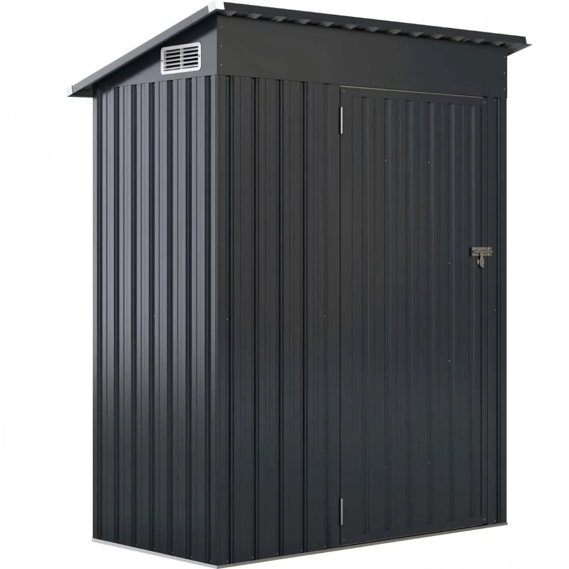 Gartenhaus Metall 150 x 90,5 x 185 cm 1,5 m³ Gerätehaus mit Pultdach Braun/Grün/Hellgrau/Dunkelgrau