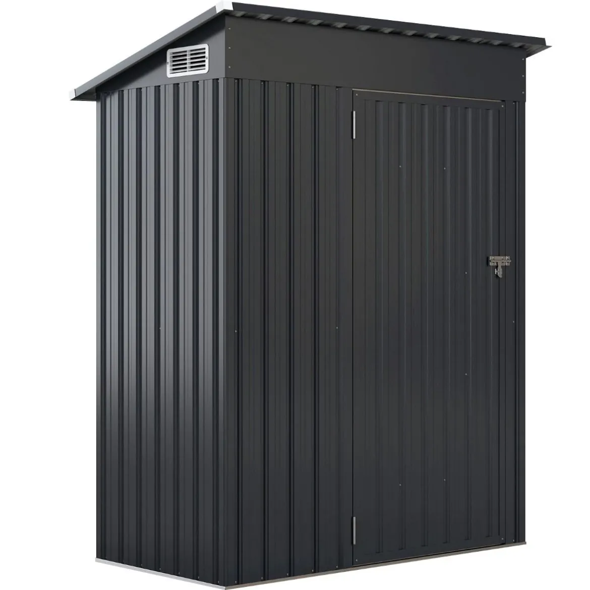 Gartenhaus Metall 150 x 90,5 x 185 cm 1,5 m³ Gerätehaus mit Pultdach Braun/Grün/Hellgrau/Dunkelgrau