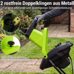 Gartenhäcksler Elektrisch 2500W Messerhäcksler für Äste bis 45 mm 21:1 Häckselverhältnis Grün