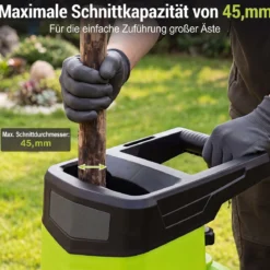 Gartenhäcksler Elektrisch 2500W Messerhäcksler für Äste bis 45 mm 21:1 Häckselverhältnis Grün
