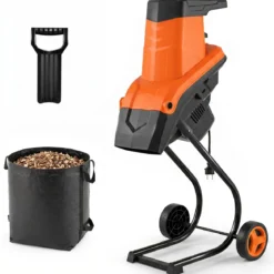 Gartenhäcksler Elektrisch 2500W Messerhäcksler für Äste bis 45 mm 21:1 Häckselverhältnis Orange