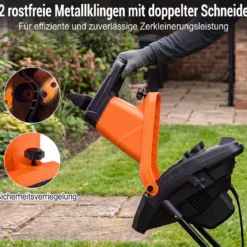 Gartenhäcksler Elektrisch 2500W Messerhäcksler für Äste bis 45 mm 21:1 Häckselverhältnis Orange