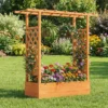 Gartenhochbeet mit Rankgitter freistehender Pflanzkasten aus Fichtenholz mit Hängedach Orange