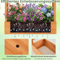 Gartenhochbeet mit Rankgitter freistehender Pflanzkasten aus Fichtenholz mit Hängedach Orange